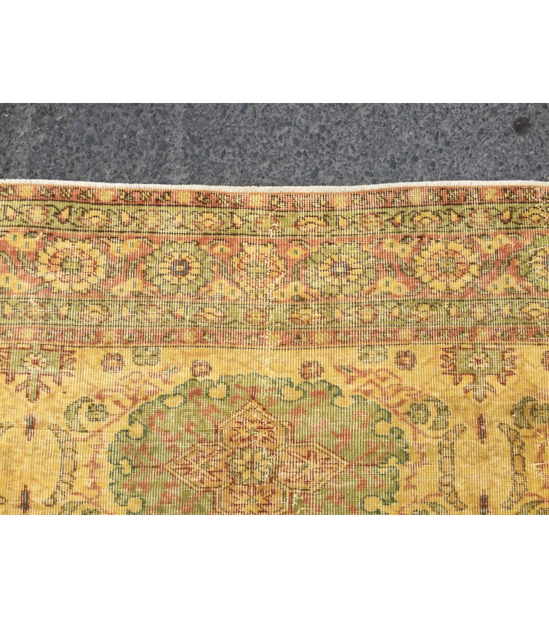 7x10 yellow green bedroom rug, abstract rug, 6'6 X 9'7 hand woven rug, area rug