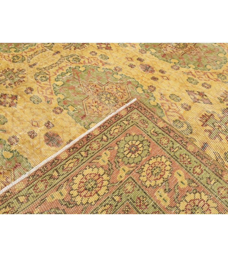 7x10 yellow green bedroom rug, abstract rug, 6'6 X 9'7 hand woven rug, area rug