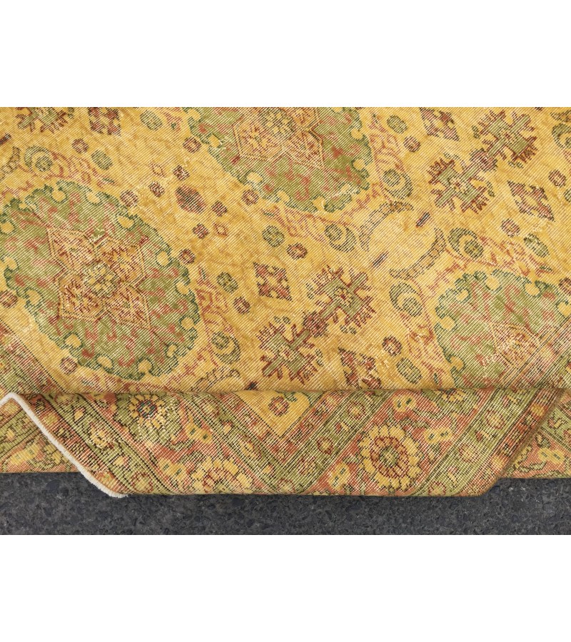 7x10 yellow green bedroom rug, abstract rug, 6'6 X 9'7 hand woven rug, area rug