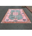 7x10 rug for living room, hand woven rug, , 7'1 X 9'11 Turkish green pink orange area rug