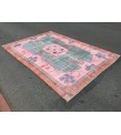 7x10 rug for living room, hand woven rug, , 7'1 X 9'11 Turkish green pink orange area rug