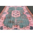 7x10 rug for living room, hand woven rug, , 7'1 X 9'11 Turkish green pink orange area rug