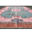 7x10 rug for living room, hand woven rug, , 7'1 X 9'11 Turkish green pink orange area rug