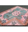 7x10 rug for living room, hand woven rug, , 7'1 X 9'11 Turkish green pink orange area rug
