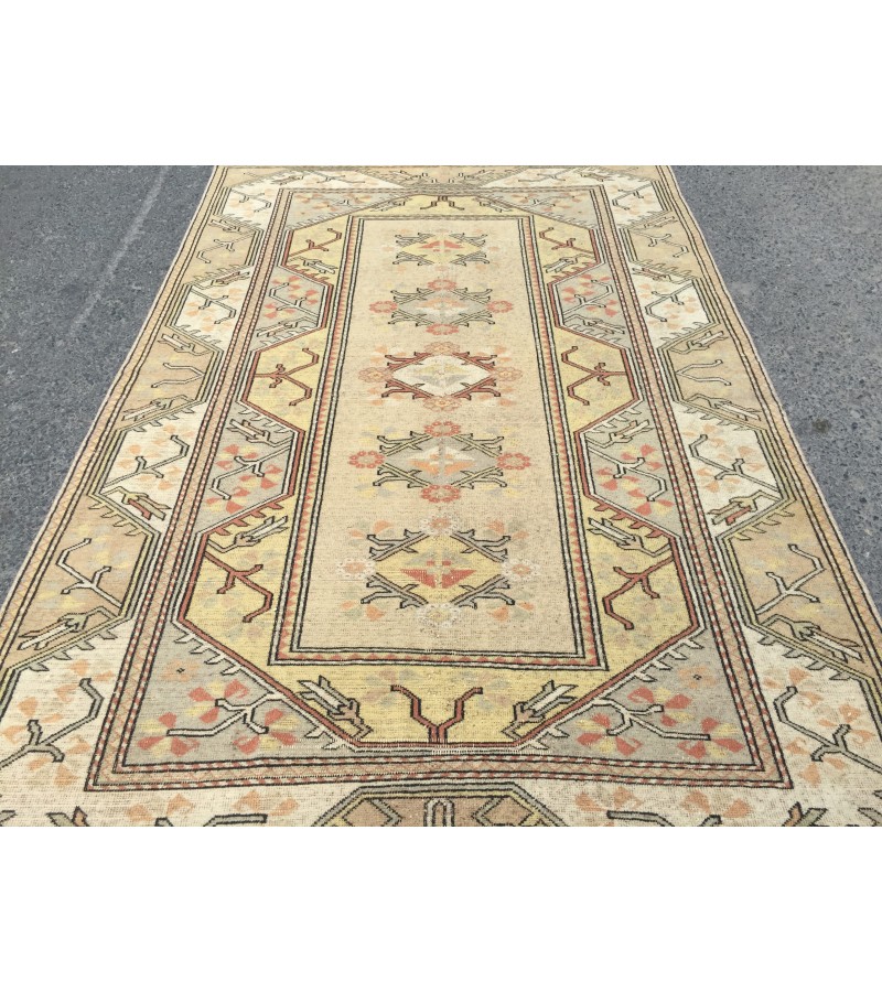 5x8 rustic Turkish rug, woven area rug, kitchen rug, 5'3 X 8'2 retro rug 