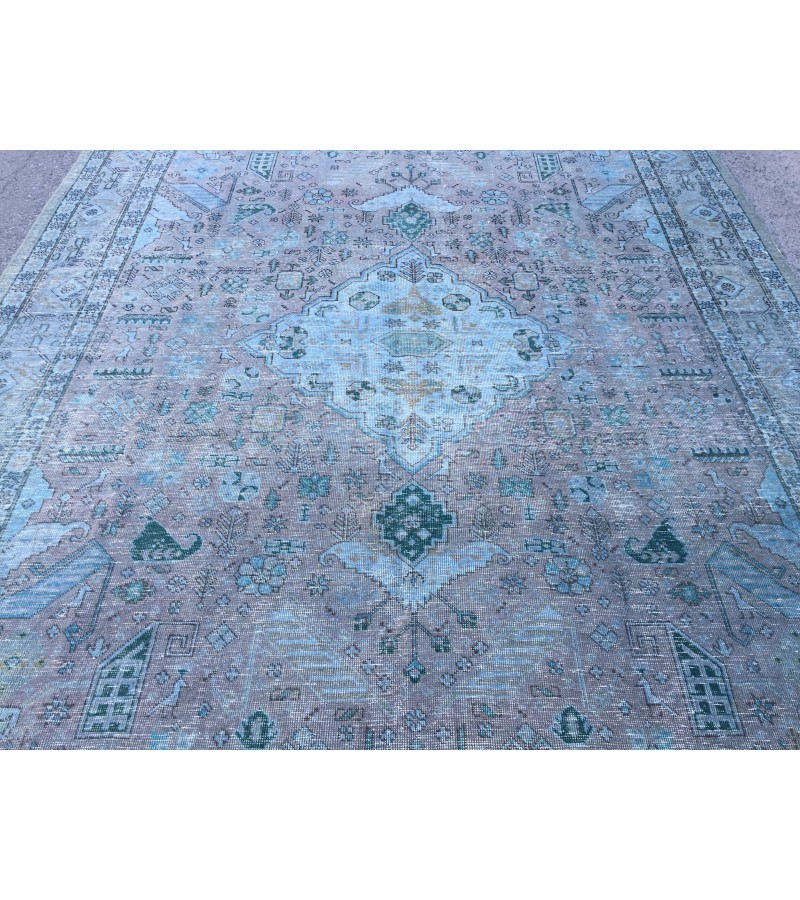 8x10 vintage nomadic rug, distressed rug, rug for living room, 7'6 X 10'3 Area Rug