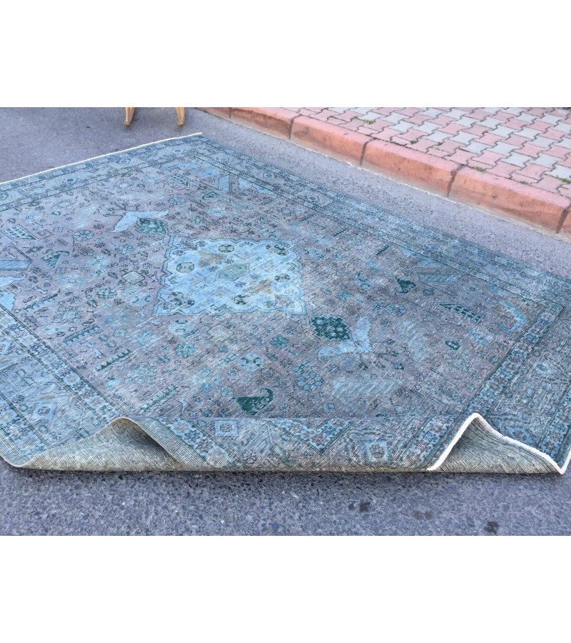 8x10 vintage nomadic rug, distressed rug, rug for living room, 7'6 X 10'3 Area Rug