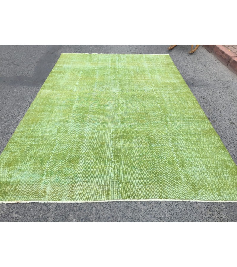 6x10 simple pattern green rug, dining room rug, bed plan rug, 6'5 X 9'10 Boho rug
