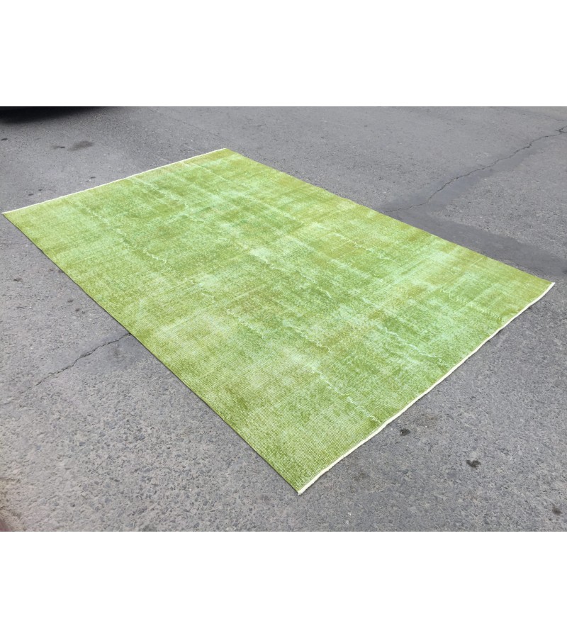 6x10 simple pattern green rug, dining room rug, bed plan rug, 6'5 X 9'10 Boho rug