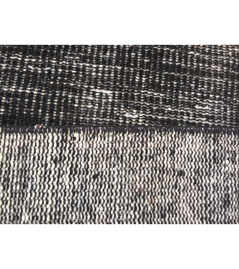 5x9 distressed farmhouse rug, vintage Turkish rug , 5'1 x 9'4 black brown rug