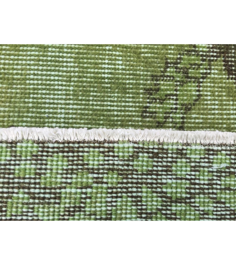 5x9 rustic green brown rug, oriental Turkish rug, 5'4 X 9'1 Boho rug