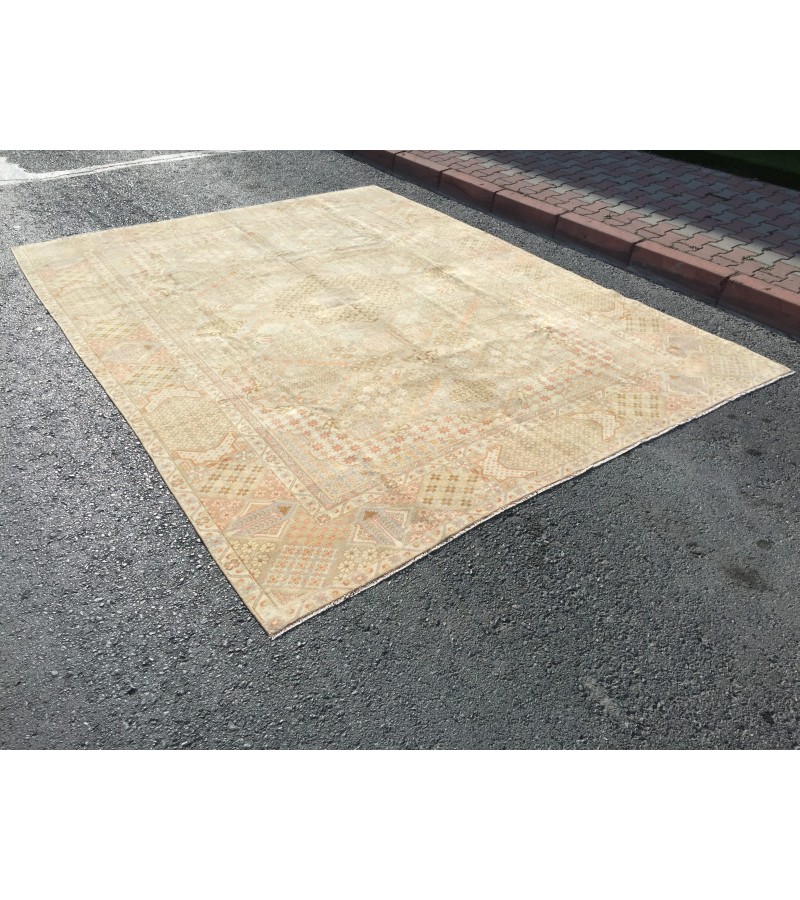 10x13 retro Turkish rug,wool woven rug, 9'6 x 12'9 Area rug, vintage rug, Living room rug, Bedroom rug