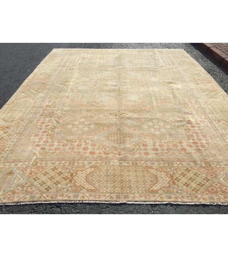 10x13 retro Turkish rug,wool woven rug, 9'6 x 12'9 Area rug, vintage rug, Living room rug, Bedroom rug