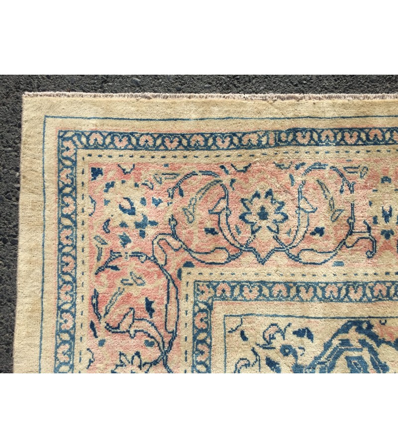 9x13 70's handmade rug beige with hint of pink, Vintage Rug , 9'4 X 13'1 Bedroom Rug, Living Room Rug