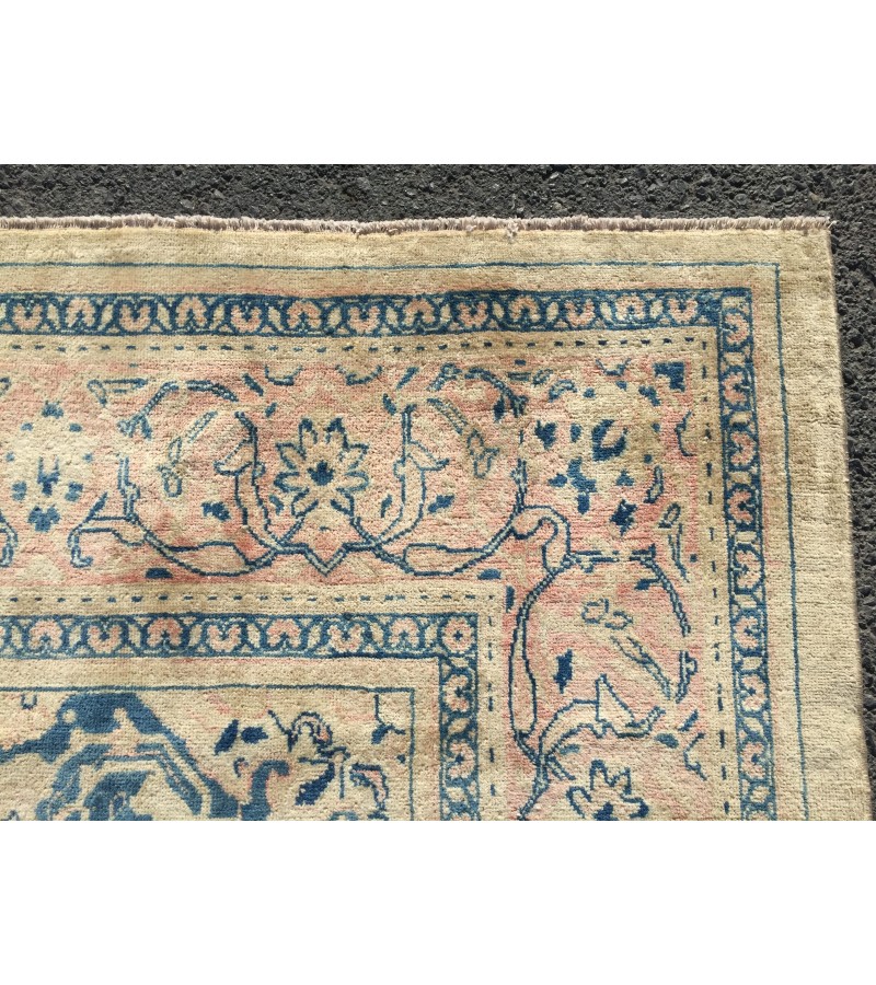 9x13 70's handmade rug beige with hint of pink, Vintage Rug , 9'4 X 13'1 Bedroom Rug, Living Room Rug