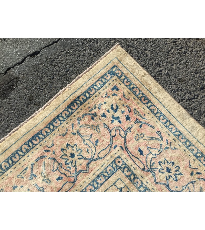 9x13 70's handmade rug beige with hint of pink, Vintage Rug , 9'4 X 13'1 Bedroom Rug, Living Room Rug