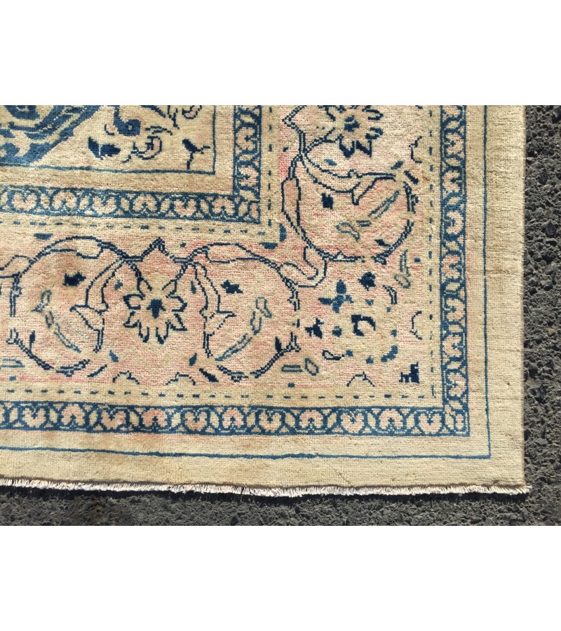 9x13 70's handmade rug beige with hint of pink, Vintage Rug , 9'4 X 13'1 Bedroom Rug, Living Room Rug