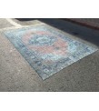 oushak rug 7x10, red blue handmade vintage turkish area rug, 6'7 X 9'10 wool rug