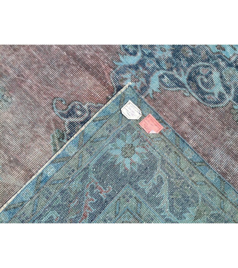 oushak rug 7x10, red blue handmade vintage turkish area rug, 6'7 X 9'10 wool rug