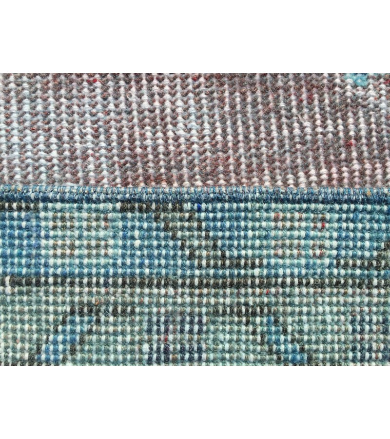 oushak rug 7x10, red blue handmade vintage turkish area rug, 6'7 X 9'10 wool rug