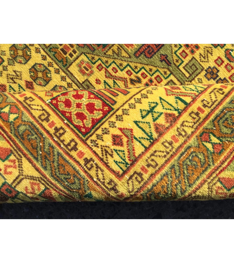 Turkish rug 6x9 , Living room rug 6'4 x 9'5 , yellow green Kitchen rug ,Oushak Rug, Vintage Rug, Anatolian Rug,Faded Rug