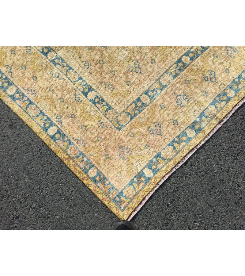 9x13 hand knotted vintage rug, Living room rugs , handmade area rug, 9'3 x 12'8 beige vintage rug