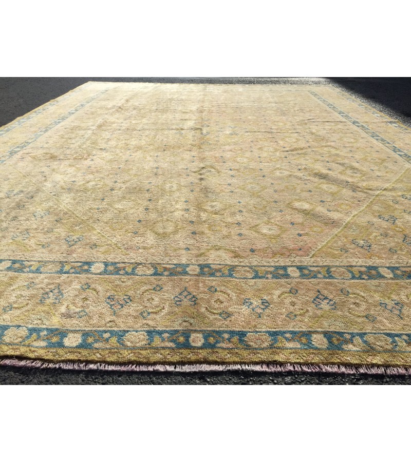 9x13 hand knotted vintage rug, Living room rugs , handmade area rug, 9'3 x 12'8 beige vintage rug