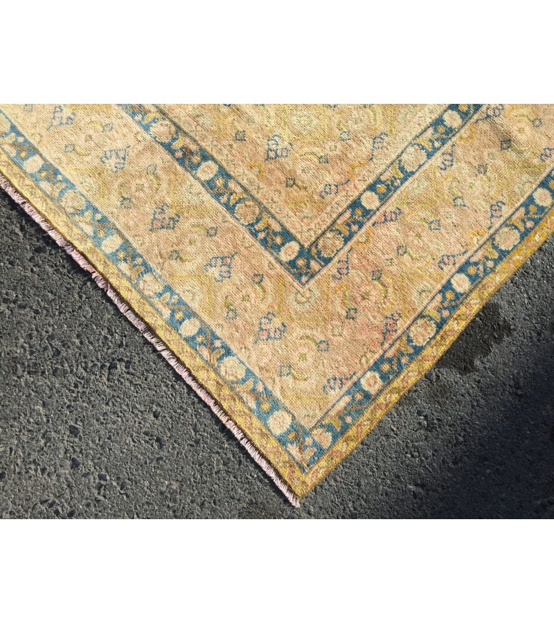 9x13 hand knotted vintage rug, Living room rugs , handmade area rug, 9'3 x 12'8 beige vintage rug