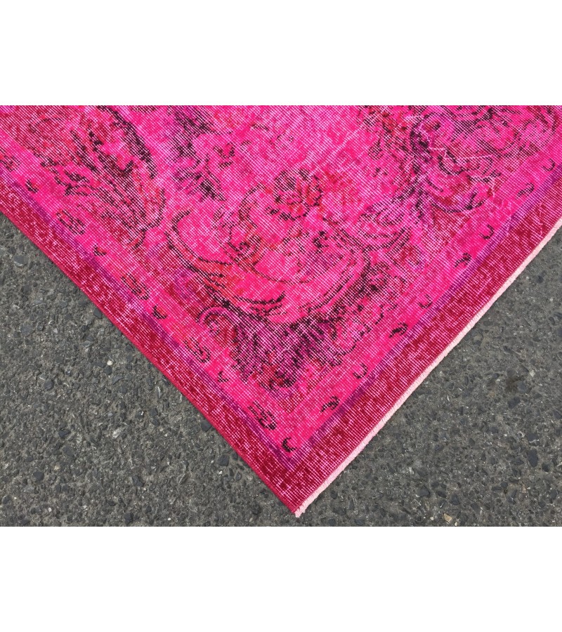 7x11 pink bedroom rug, boho rug, wool pink rug, 6'10 X 11' woven rug