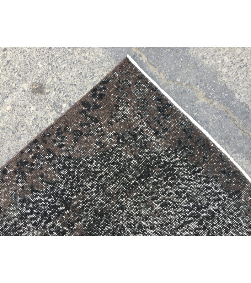 6x10 Turkish handmade rug, black brown rug, 6'3 X 9'6 rug for living room