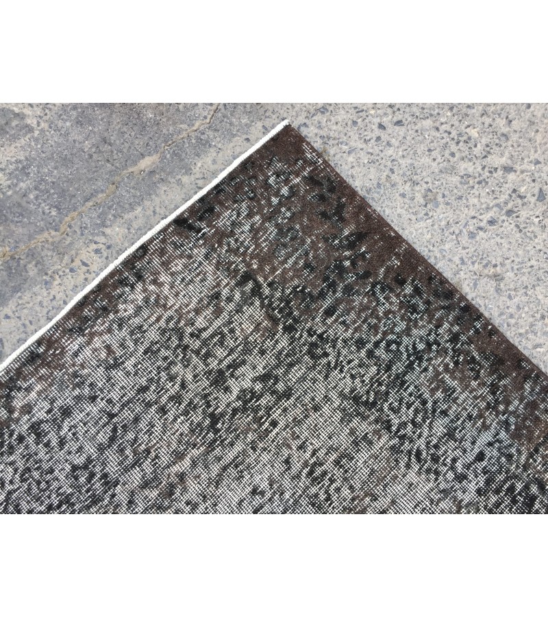 6x10 Turkish handmade rug, black brown rug, 6'3 X 9'6 rug for living room