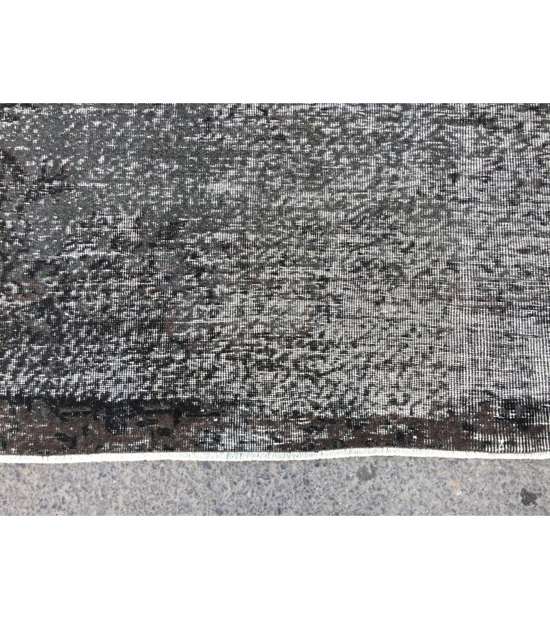 6x10 Turkish handmade rug, black brown rug, 6'3 X 9'6 rug for living room