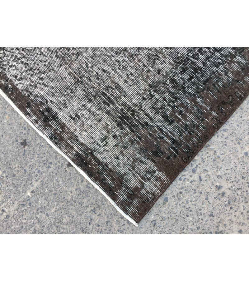 6x10 Turkish handmade rug, black brown rug, 6'3 X 9'6 rug for living room