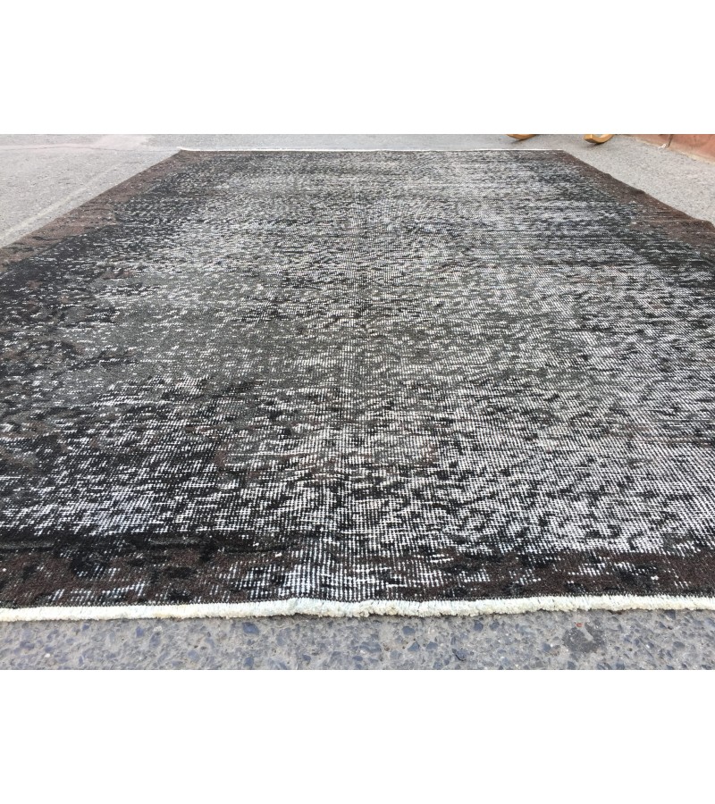 6x10 Turkish handmade rug, black brown rug, 6'3 X 9'6 rug for living room