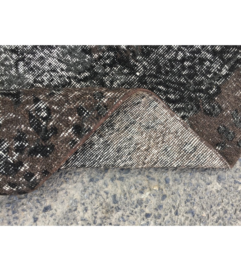 6x10 Turkish handmade rug, black brown rug, 6'3 X 9'6 rug for living room