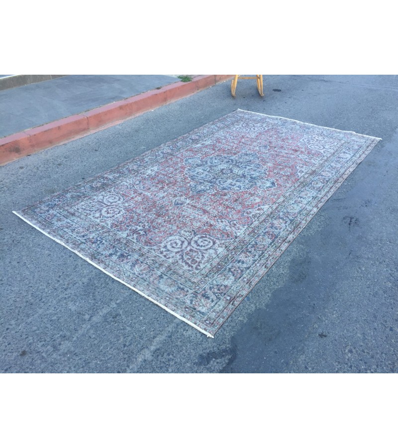 6x10 retro dining room rug, ,Boho Red Rug, 5'11 X 10' Bedroom Rug