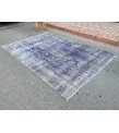 6x9 vintage area rug, distressed grey blue Rug , 6'2 X 8'9 Handmade Rug