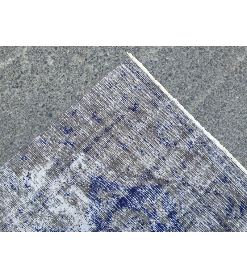 6x9 vintage area rug, distressed grey blue Rug , 6'2 X 8'9 Handmade Rug