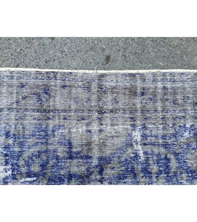 6x9 vintage area rug, distressed grey blue Rug , 6'2 X 8'9 Handmade Rug
