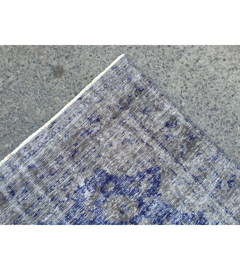 6x9 vintage area rug, distressed grey blue Rug , 6'2 X 8'9 Handmade Rug