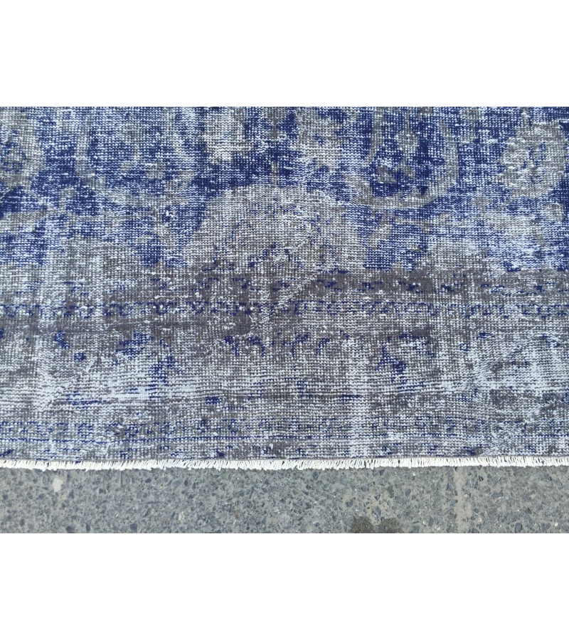 6x9 vintage area rug, distressed grey blue Rug , 6'2 X 8'9 Handmade Rug