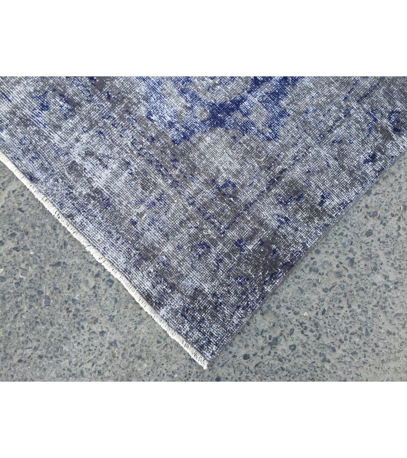 6x9 vintage area rug, distressed grey blue Rug , 6'2 X 8'9 Handmade Rug