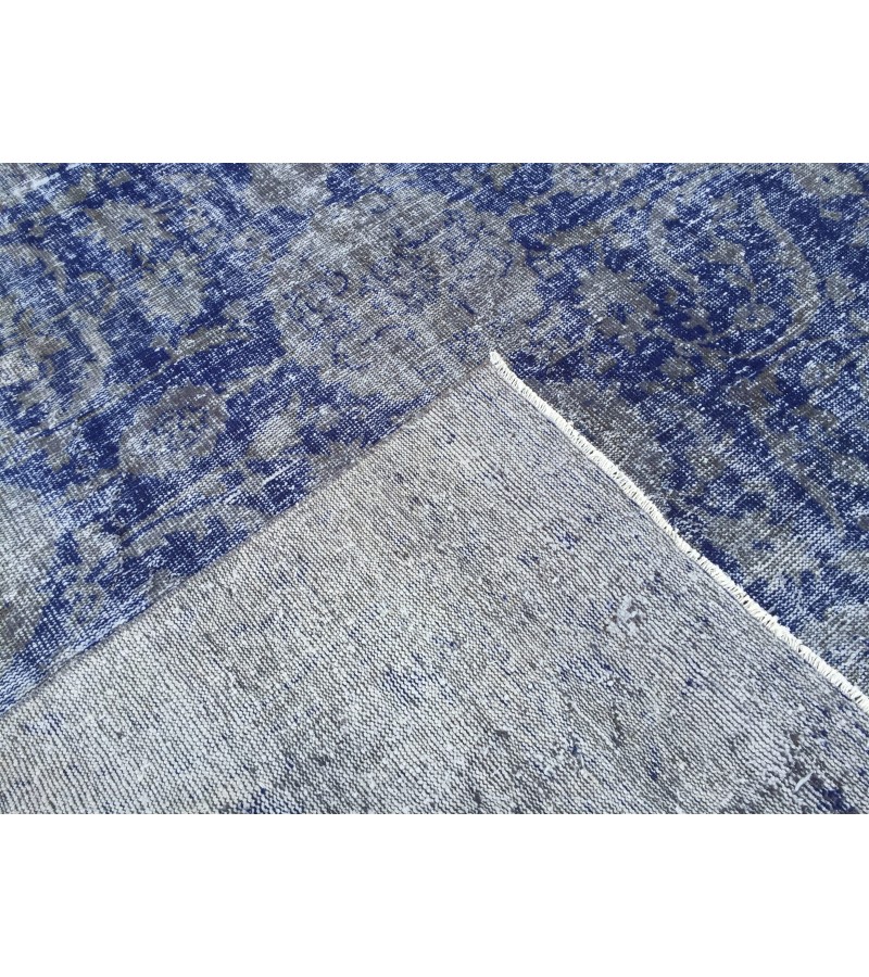 6x9 vintage area rug, distressed grey blue Rug , 6'2 X 8'9 Handmade Rug