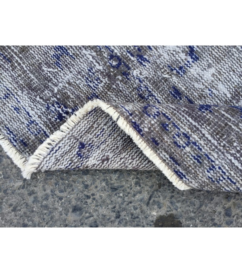 6x9 vintage area rug, distressed grey blue Rug , 6'2 X 8'9 Handmade Rug