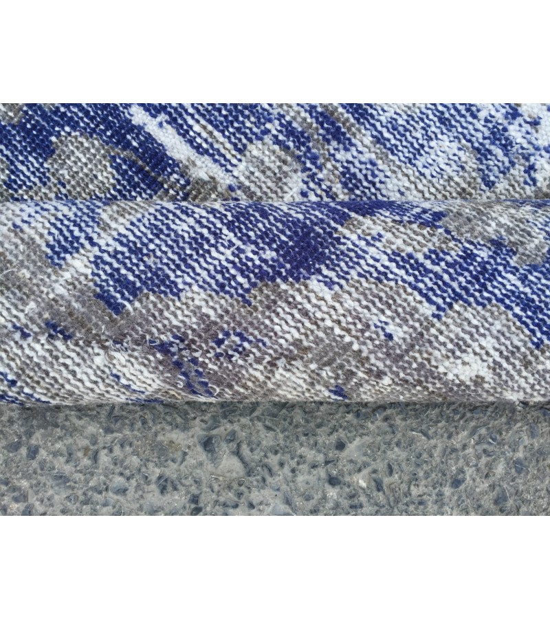 6x9 vintage area rug, distressed grey blue Rug , 6'2 X 8'9 Handmade Rug