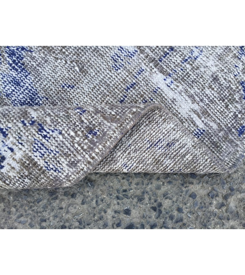 6x9 vintage area rug, distressed grey blue Rug , 6'2 X 8'9 Handmade Rug