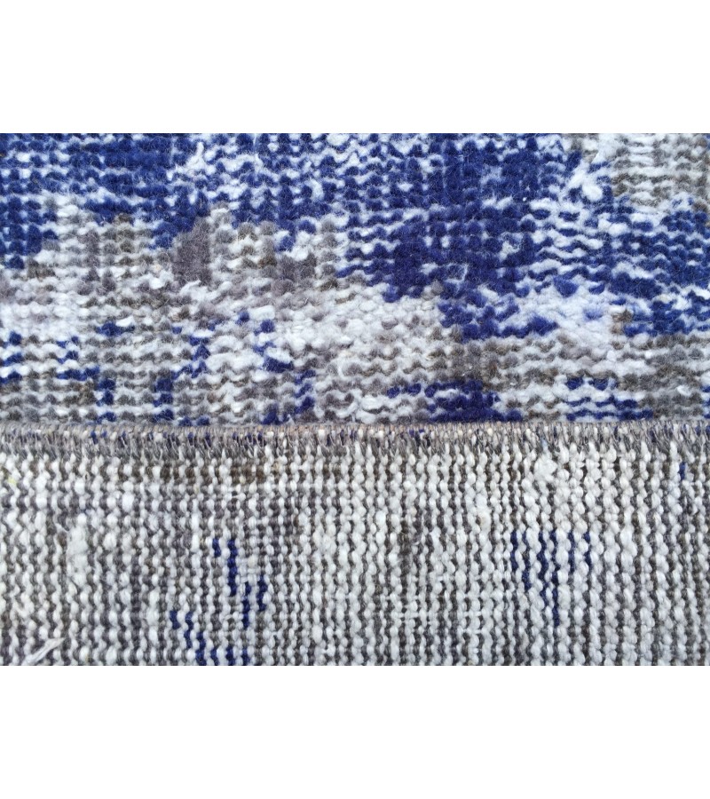 6x9 vintage area rug, distressed grey blue Rug , 6'2 X 8'9 Handmade Rug