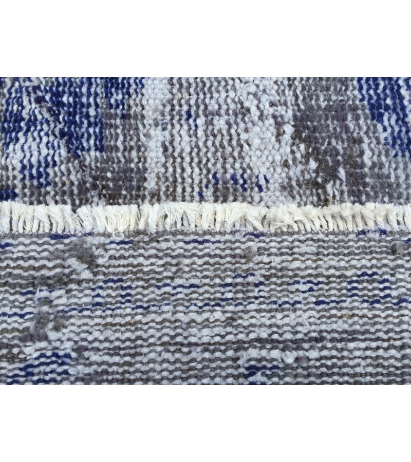 6x9 vintage area rug, distressed grey blue Rug , 6'2 X 8'9 Handmade Rug