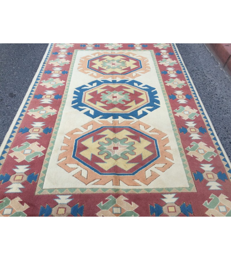 5x8 soft wool hand woven geometric rug, unique Bedroom Rug