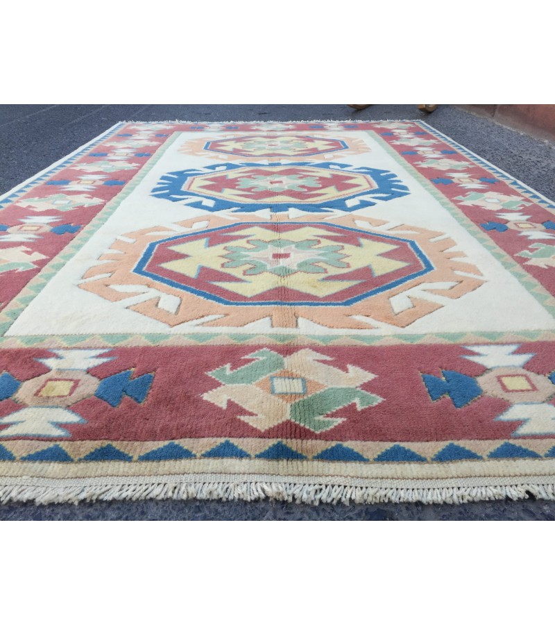 5x8 soft wool hand woven geometric rug, unique Bedroom Rug